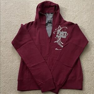 Vintage DC Girl Maroon Pullover Hoodie, Size M
